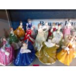 Royal Doulton classic and other figures of ladies to include Christmas celebrations, Fair Lady (red)