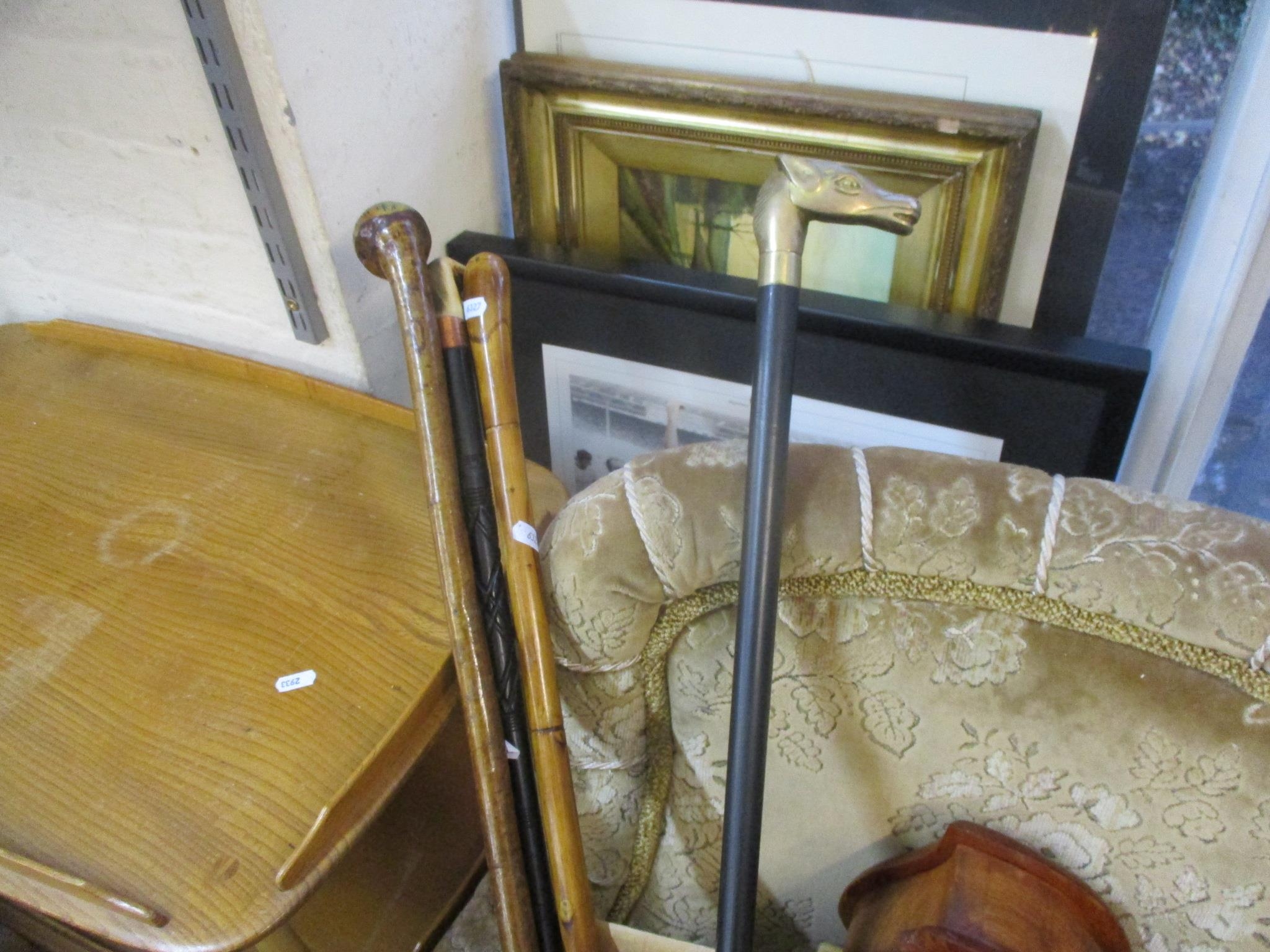 A mixed lot to include walking sticks, mantel clocks, letter rack, cameras to include a Canon A1200, - Image 7 of 7