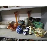 A selection of ceramics and glassware to include an Elizabeth Radford jug, a Crown Ducal wash