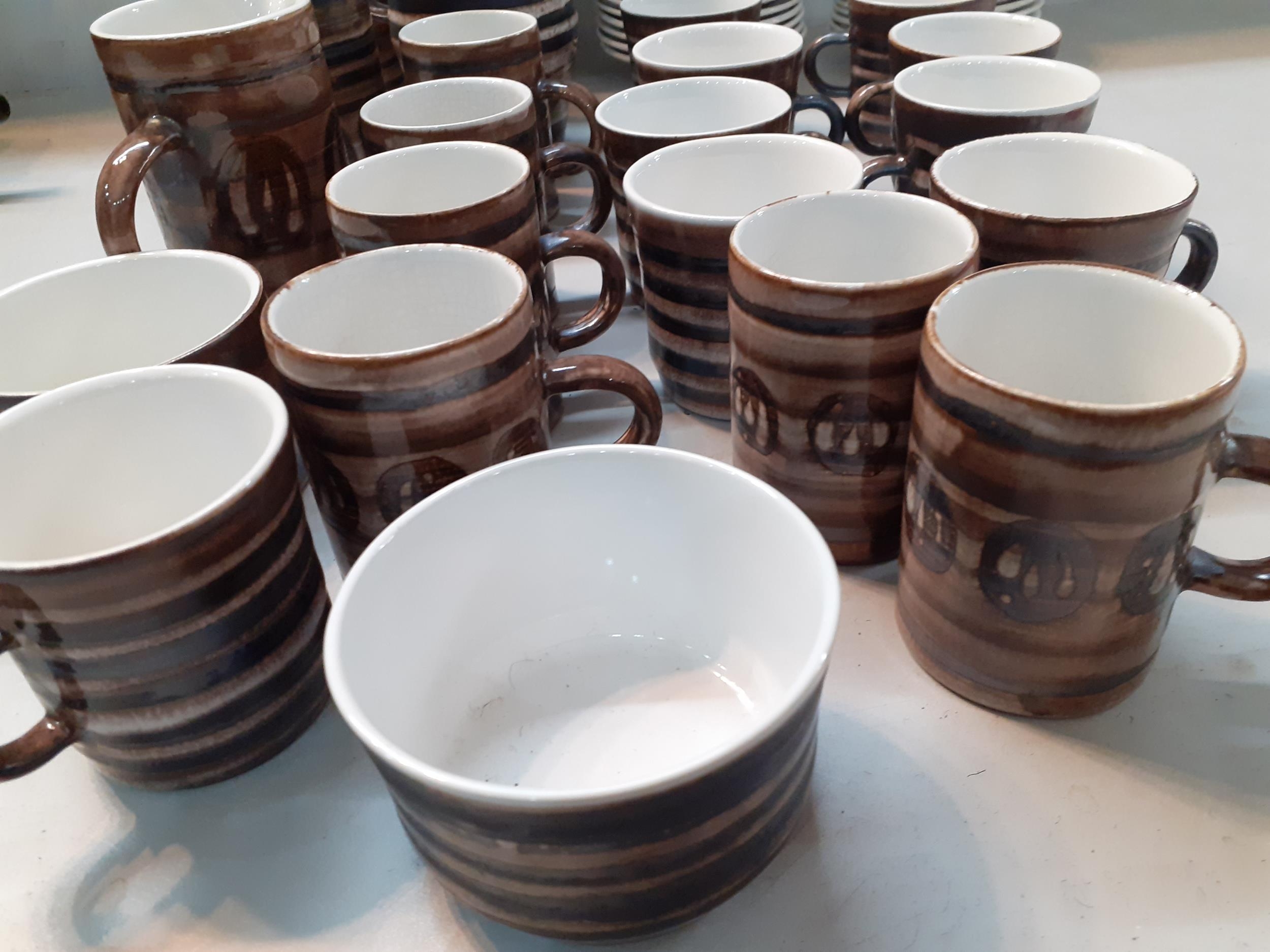 A Rye pottery coffee and tea set comprising two pots, two jugs, nine tea cups, six coffee cups, - Image 2 of 2