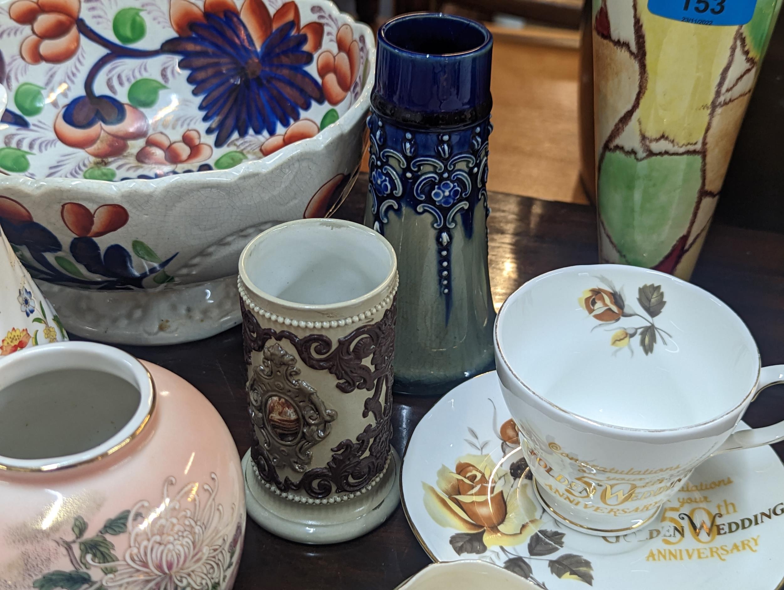 A mixed lot of ceramics to include a 19th century Mettlach German vase Royal Doulton Coalport, - Bild 2 aus 4