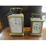 A Japy Freres French movement brass repeater carriage clock, four windows, movement striking on a