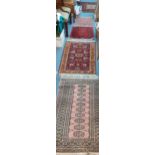 A group of 5 small scatter and prayer mats to include Bokhara examples Location: RAM/RAF