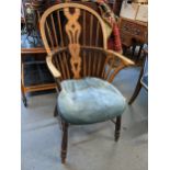 A 19th century ash and elm Windsor stick back carver chair Location: