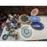 A mixed lot of ceramics to include Coalport mug, Copeland blue and white meat dish A/F, mixed