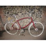 A Pashley Paramount mauve coloured bicycle with vintage Brooks leather seat Location: