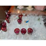 Cranberry glassware and mixed domestic glass Location: A2M