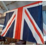 A large fabric Union flag, 260cm x 170cm Location: ceiling