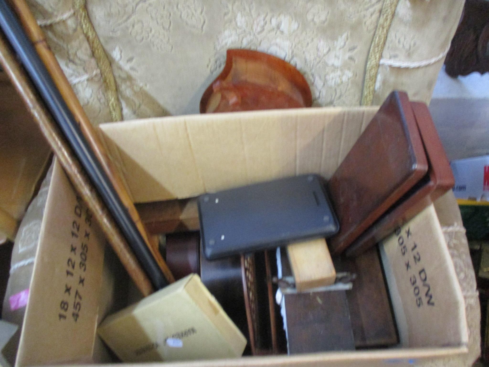 A mixed lot to include walking sticks, mantel clocks, letter rack, cameras to include a Canon A1200, - Image 4 of 7