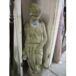 A weathered concrete garden statue of a classical maiden, 100cm tall DESSERTS