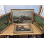 19th century British School - a pair of river scenes, a coastal scene and a view of a castle, all