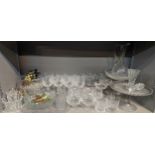Mixed glassware to include wine glasses, decanter, stands, bowls and others Location: