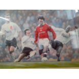 Keith Fearon - Breaking Through, a signed print with the signatures of Ryan Giggs and the artist