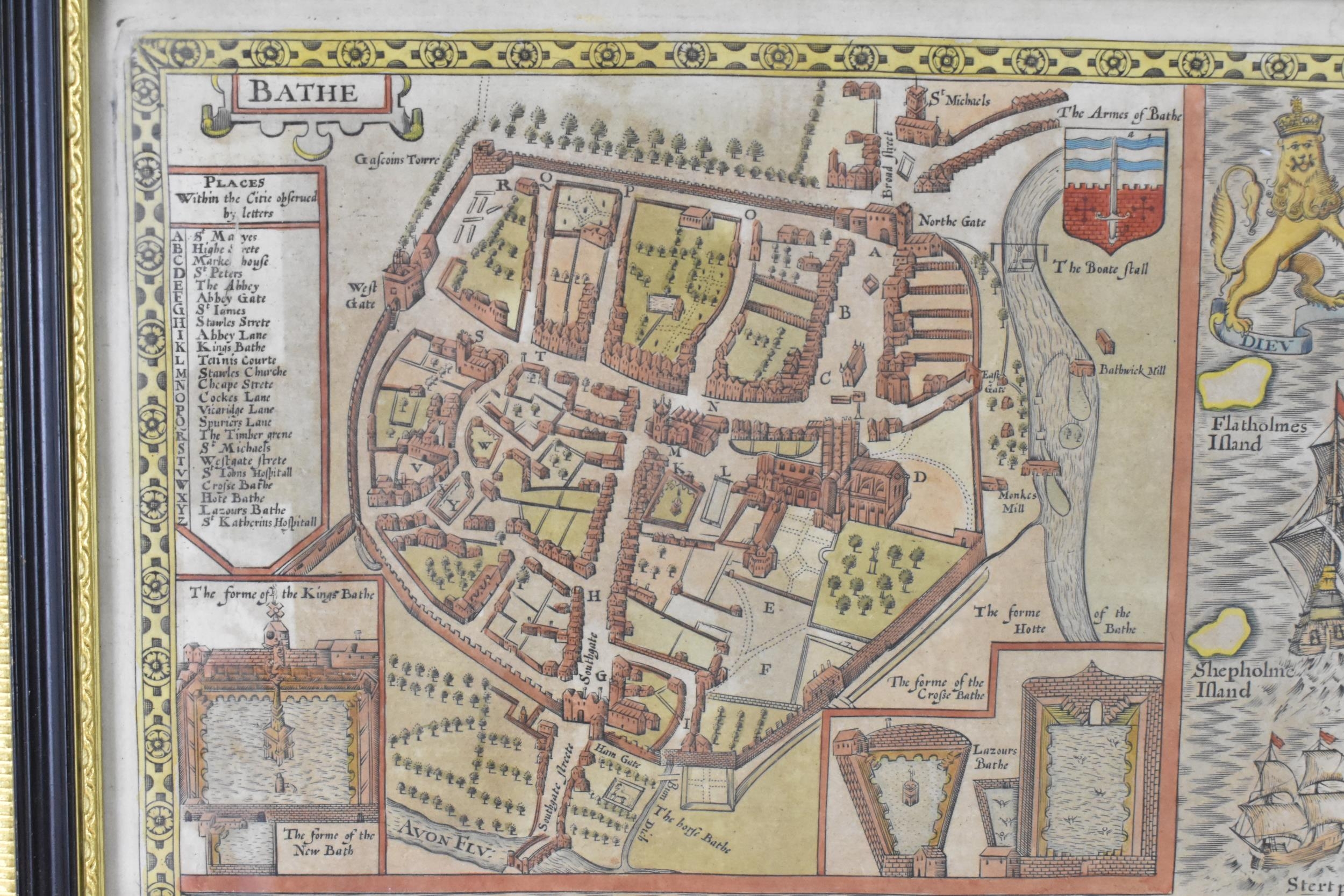 John Speed, Somersetshire, hand coloured engraved map for Sudbury and Humble, dated 1610, 38 x 51 - Image 6 of 7