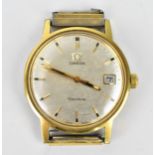 An Omega Geneve automatic, gents gold plated wristwatch, having a silvered dial with centre