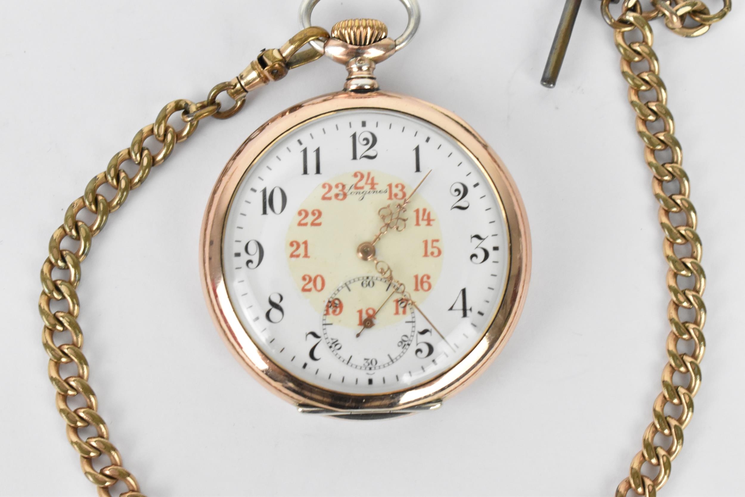 An early 20th century Longines silver cased, open faced pocket watch having a white enamel dial, - Image 2 of 6