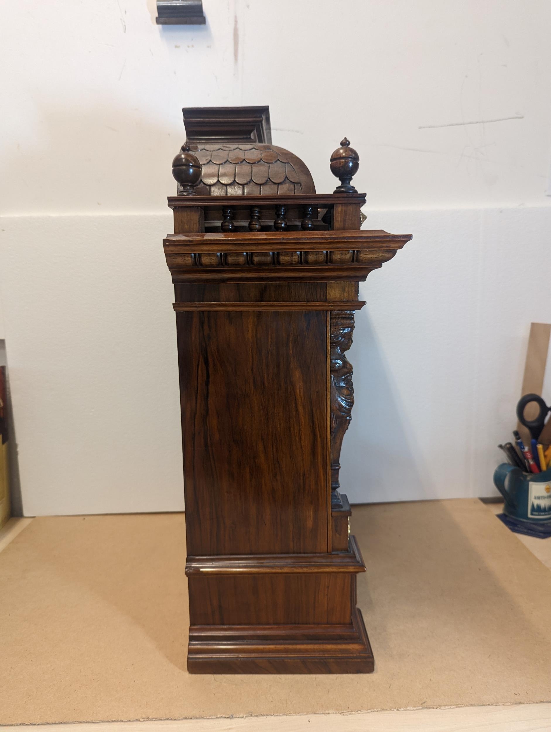 A late 19th century Reinhold Schnekenburger bracket clock with wall hanging bracket, the mixed - Image 12 of 23