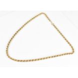 A 9ct yellow gold ropetwist chain necklace, 61.5 cm long, weight 15.9 grams