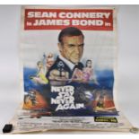 A Vintage James Bond 007 film cinema poster for 'Never say Never', with Sean Connery, 152 cm high
