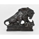 In the style of Antoine-Louis Barye: a 19th century patinated bronze animalier sculpture of 'The