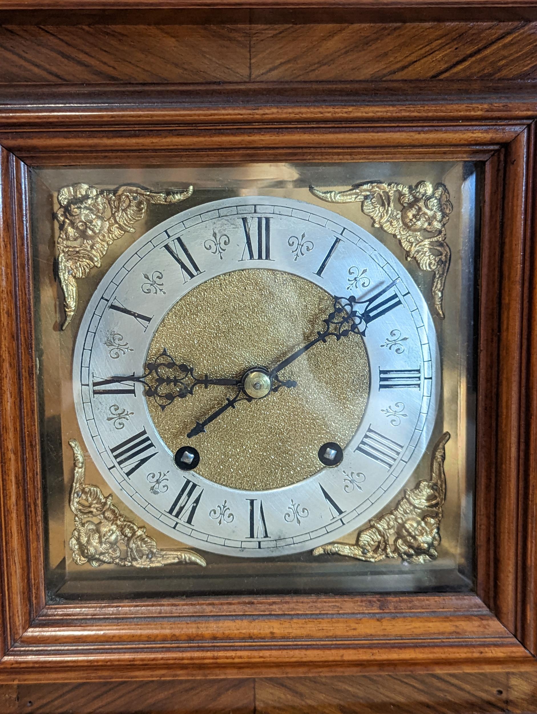 A late 19th century Reinhold Schnekenburger bracket clock with wall hanging bracket, the mixed - Image 2 of 23