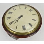 A late 19th/early 20th century mahogany cased dial clock, the convex 12 inch dial with black roman