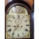 A George III 8 day longcase clock, the arched top dial decorated with a country scene with figures