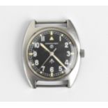 A Hamilton W10 Military issue manual wind, gents stainless steel wristwatch, circa 1975, having a