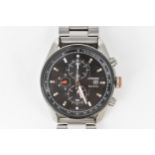 A Citizen Eco-Drive, chronograph, gents, stainless steel wristwatch, having a black dial with