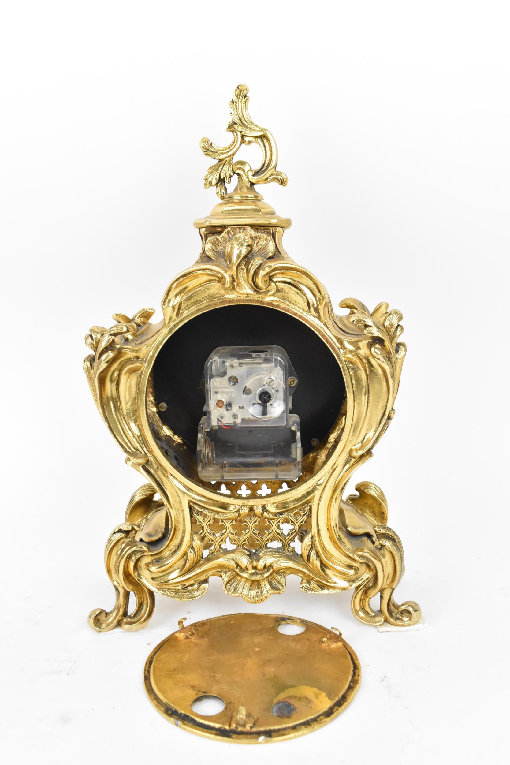 A mid/late 20th century Jaeger Electronic Lic-Ato mantle clock, the gilt metal case in the Louis - Image 5 of 8