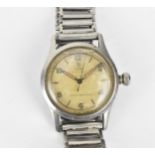 A vintage Tudor Rose Oyster manual wind, gents stainless steel wristwatch, having a silvered dial