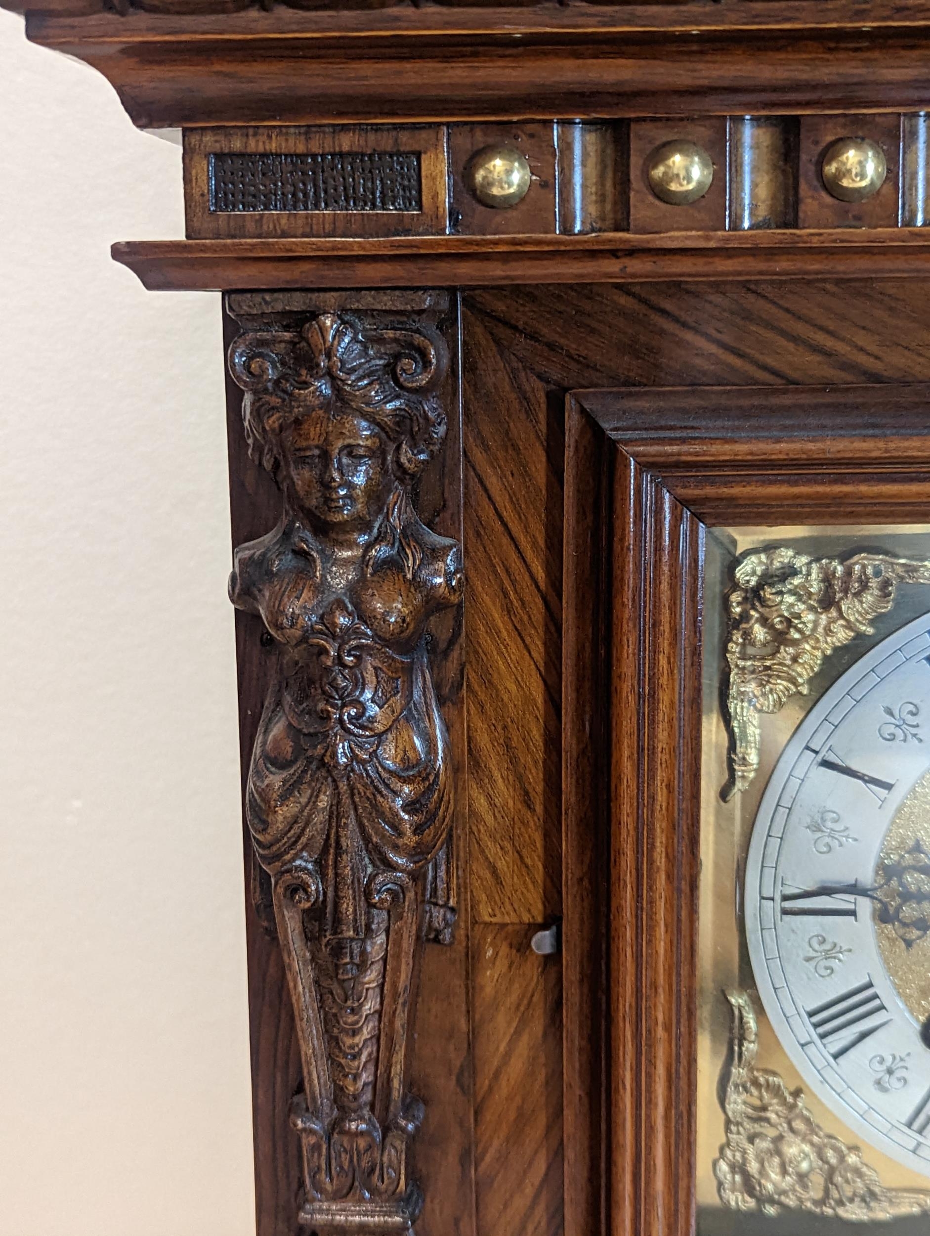 A late 19th century Reinhold Schnekenburger bracket clock with wall hanging bracket, the mixed - Image 4 of 23