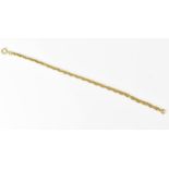 An 18ct yellow gold rope chain bracelet, hallmarked, 15.5 cm long, weight 4.5 grams