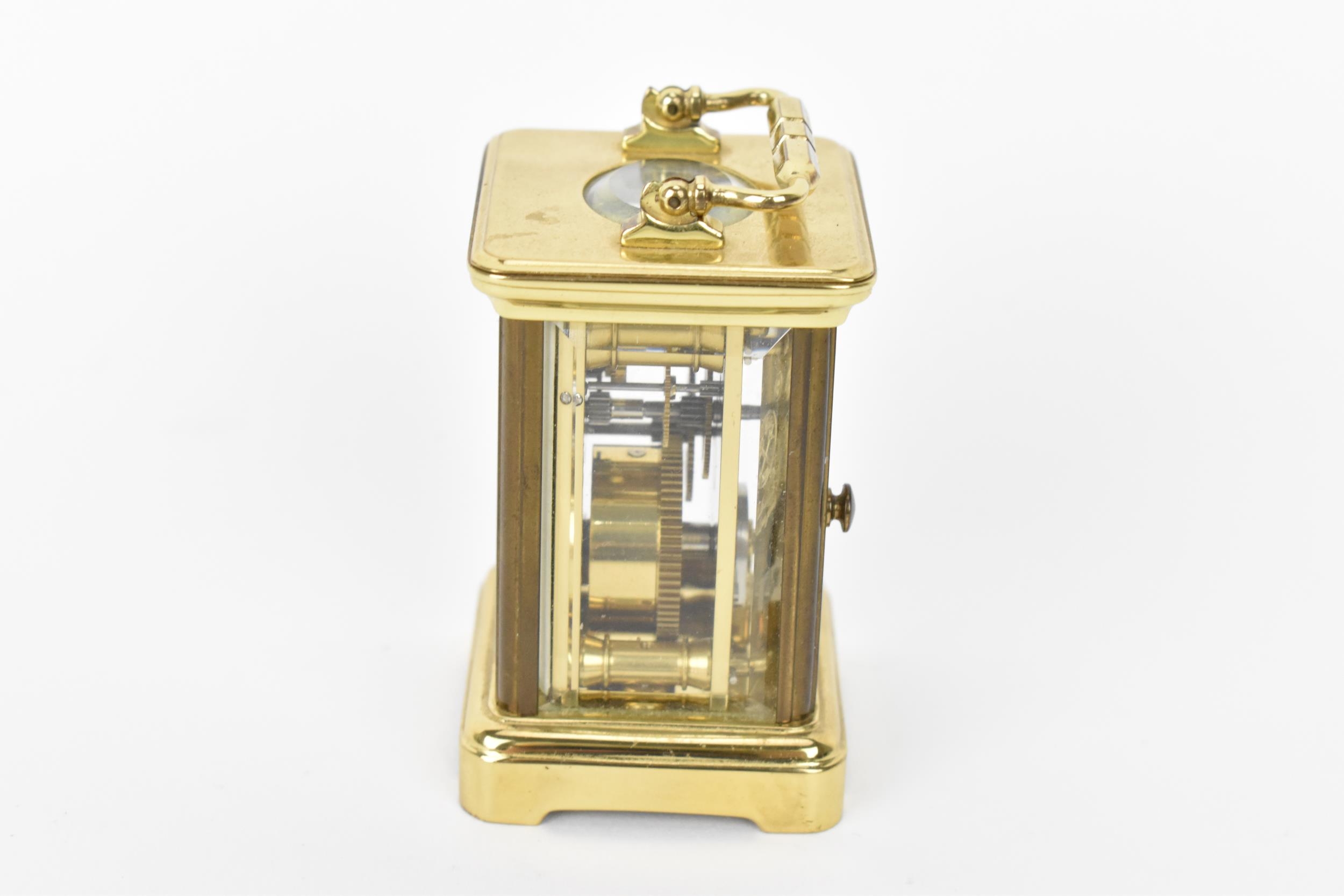 A modern L'Epee brass cased miniature carriage clock, white enamel dial with Roman numerals, the - Image 4 of 9