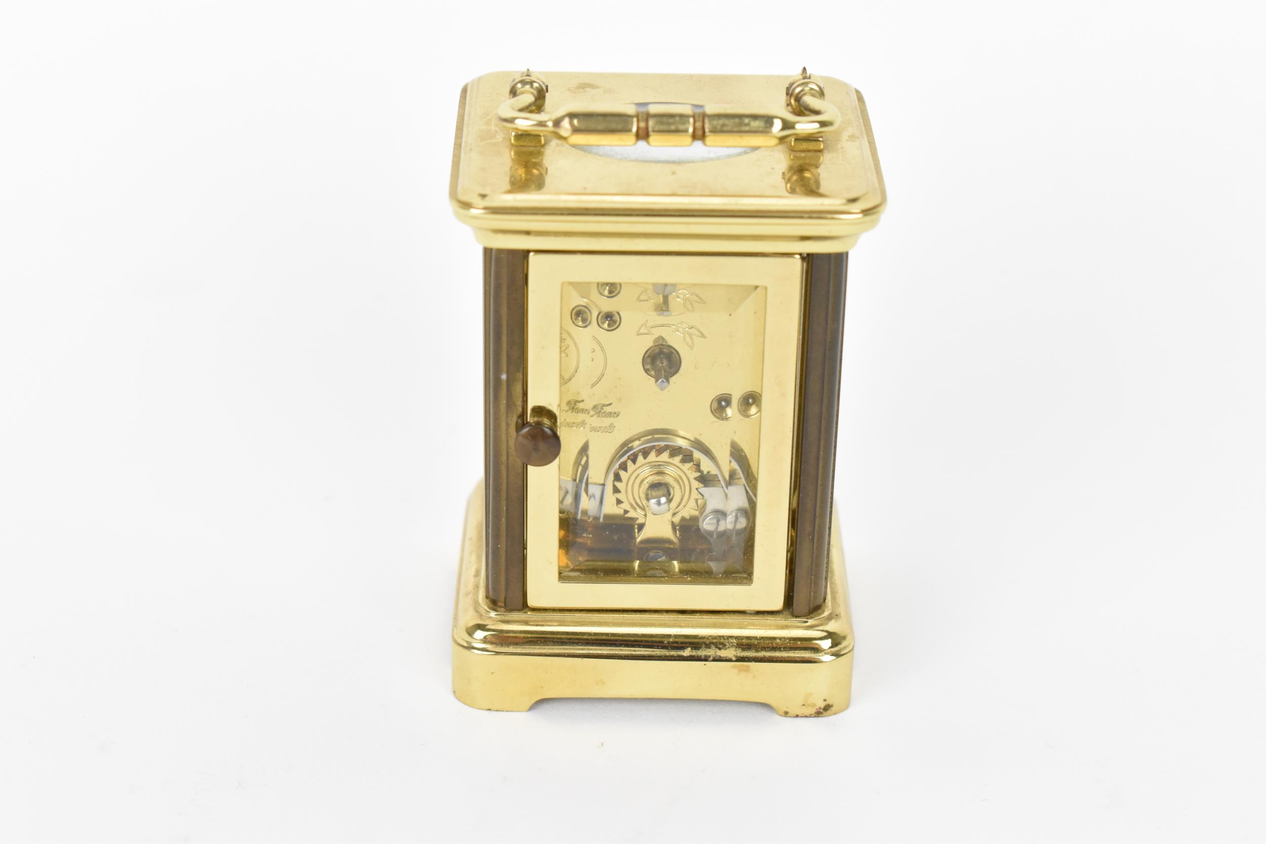 A modern L'Epee brass cased miniature carriage clock, white enamel dial with Roman numerals, the - Image 5 of 9