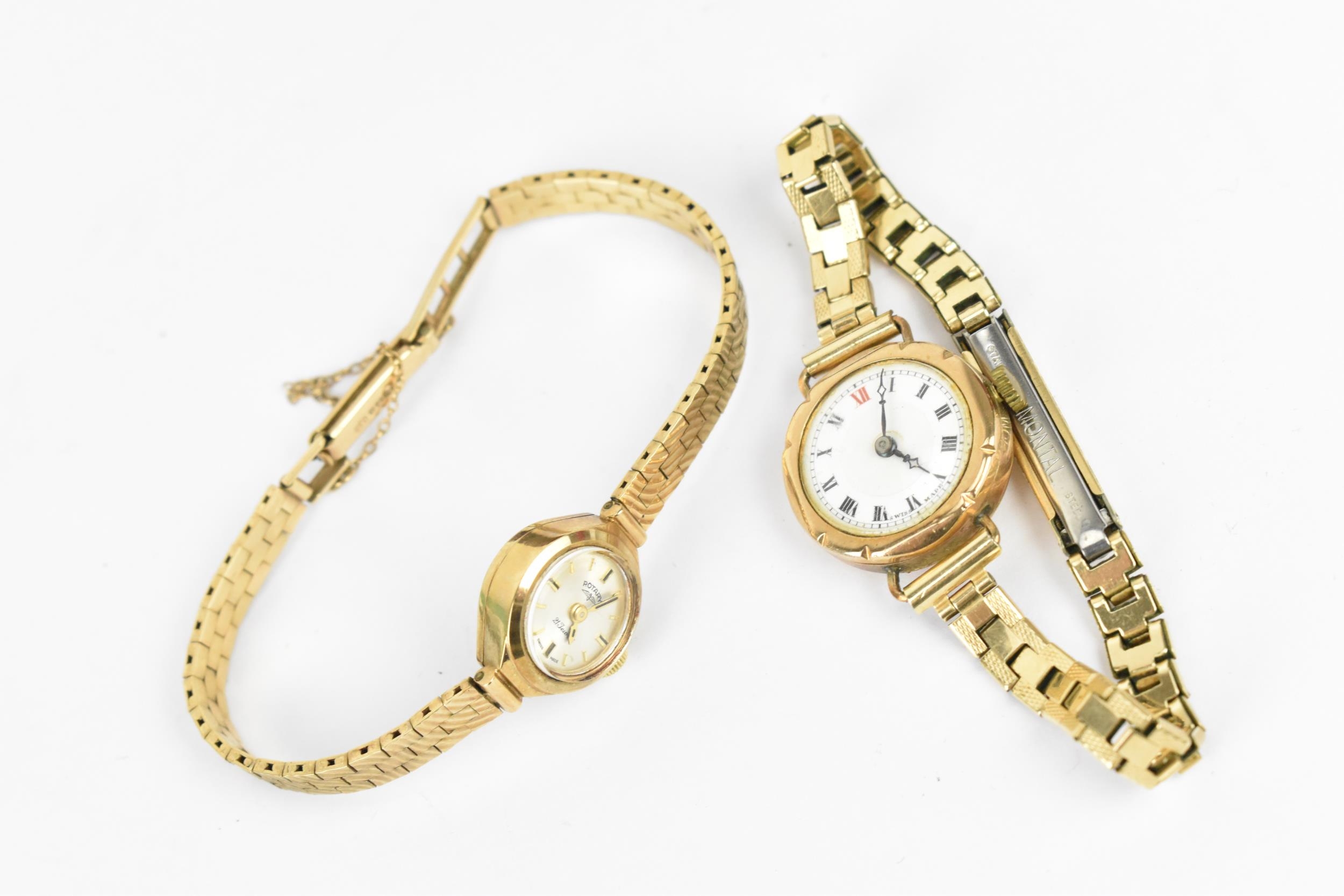 Two manual wind, ladies 9ct gold wrist watches to include a Rotary watch having a silvered dial with - Image 2 of 3