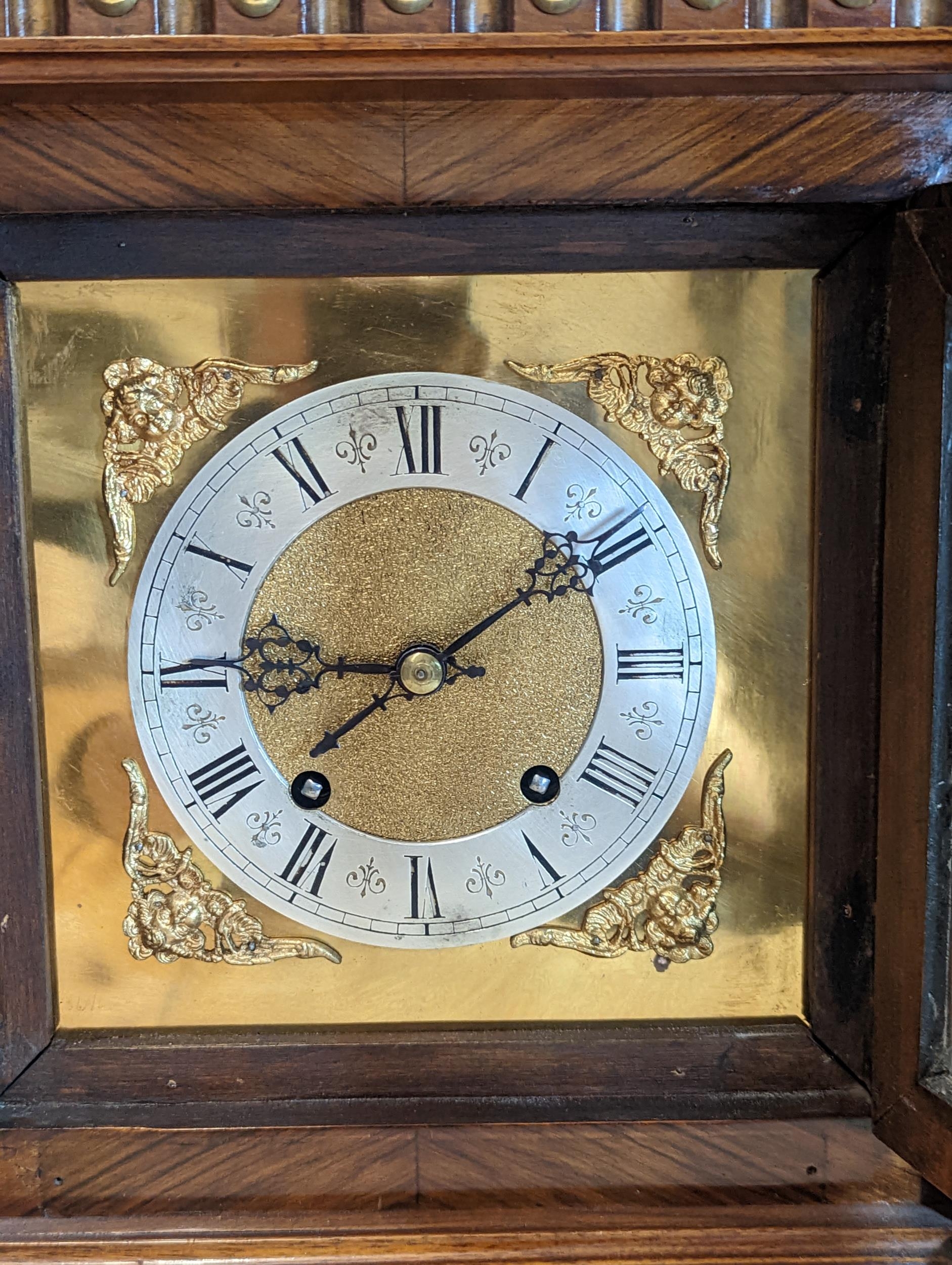 A late 19th century Reinhold Schnekenburger bracket clock with wall hanging bracket, the mixed - Image 3 of 23