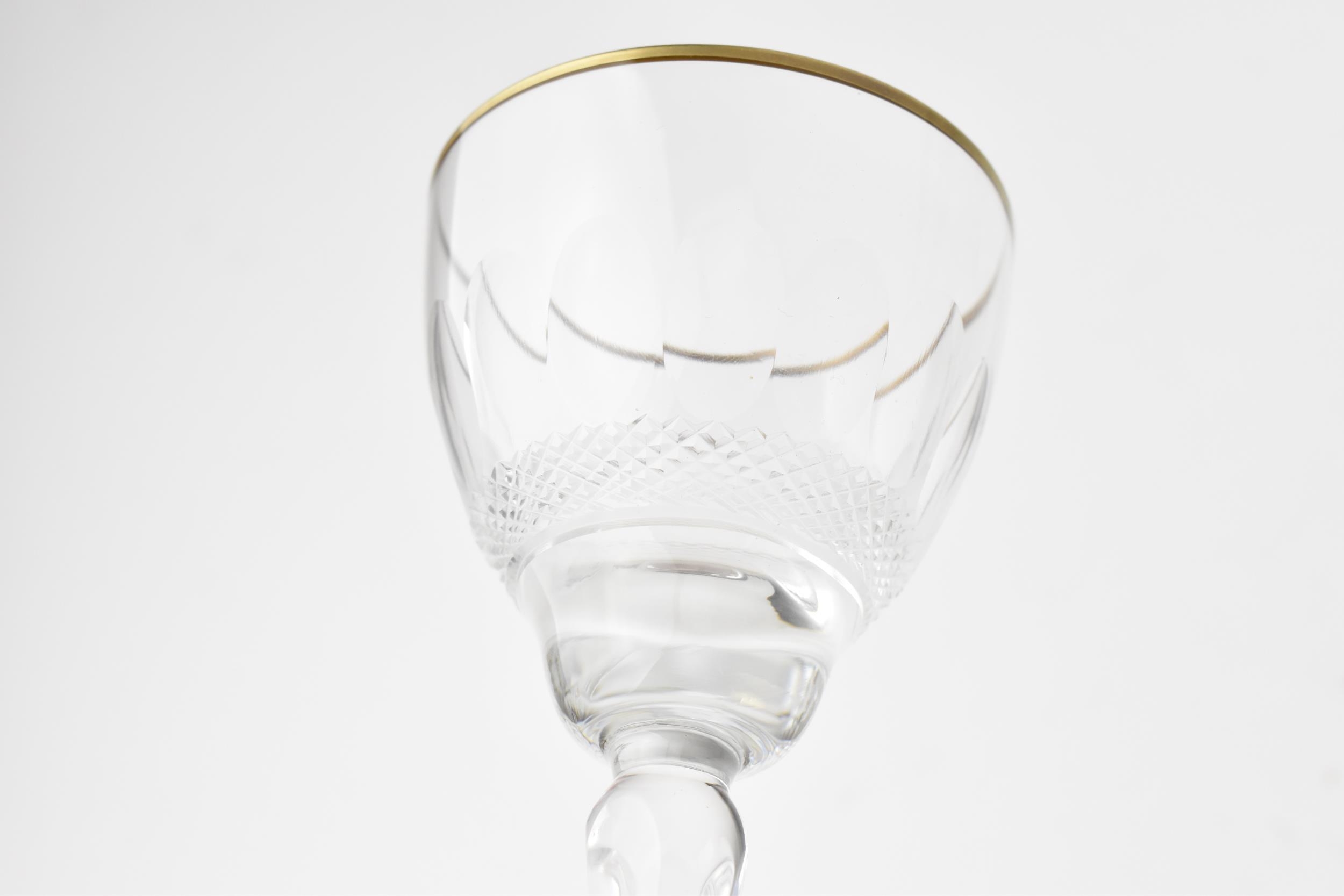 A large suite of cut and gilt-rim footed glasses, possibly French, comprising four nick & nora - Image 4 of 7