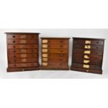 Lepidoptera. Three mid 20th century collector's cabinets with glazed drawers, two of the cabinets
