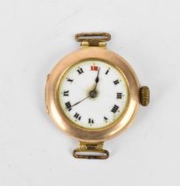 A 9ct gold cased Rolex manual wind ladies fob wristwatch having a white enamel dial, A/F, with Roman
