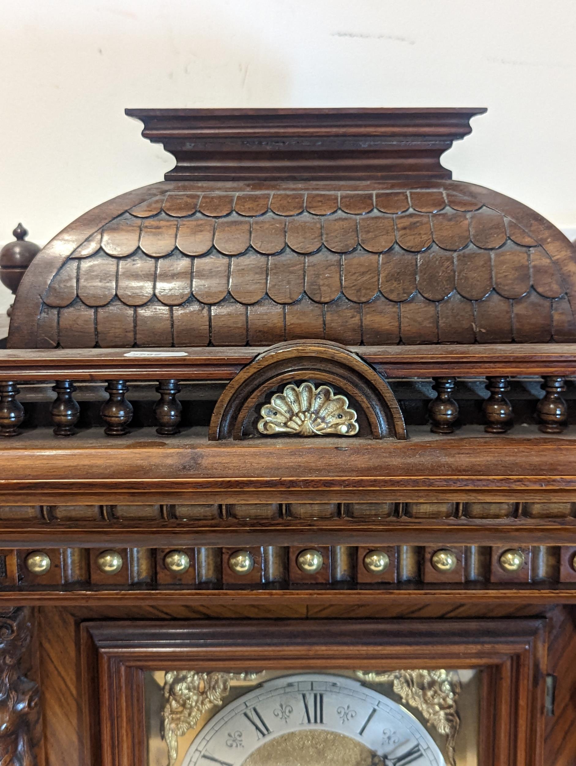 A late 19th century Reinhold Schnekenburger bracket clock with wall hanging bracket, the mixed - Image 7 of 23