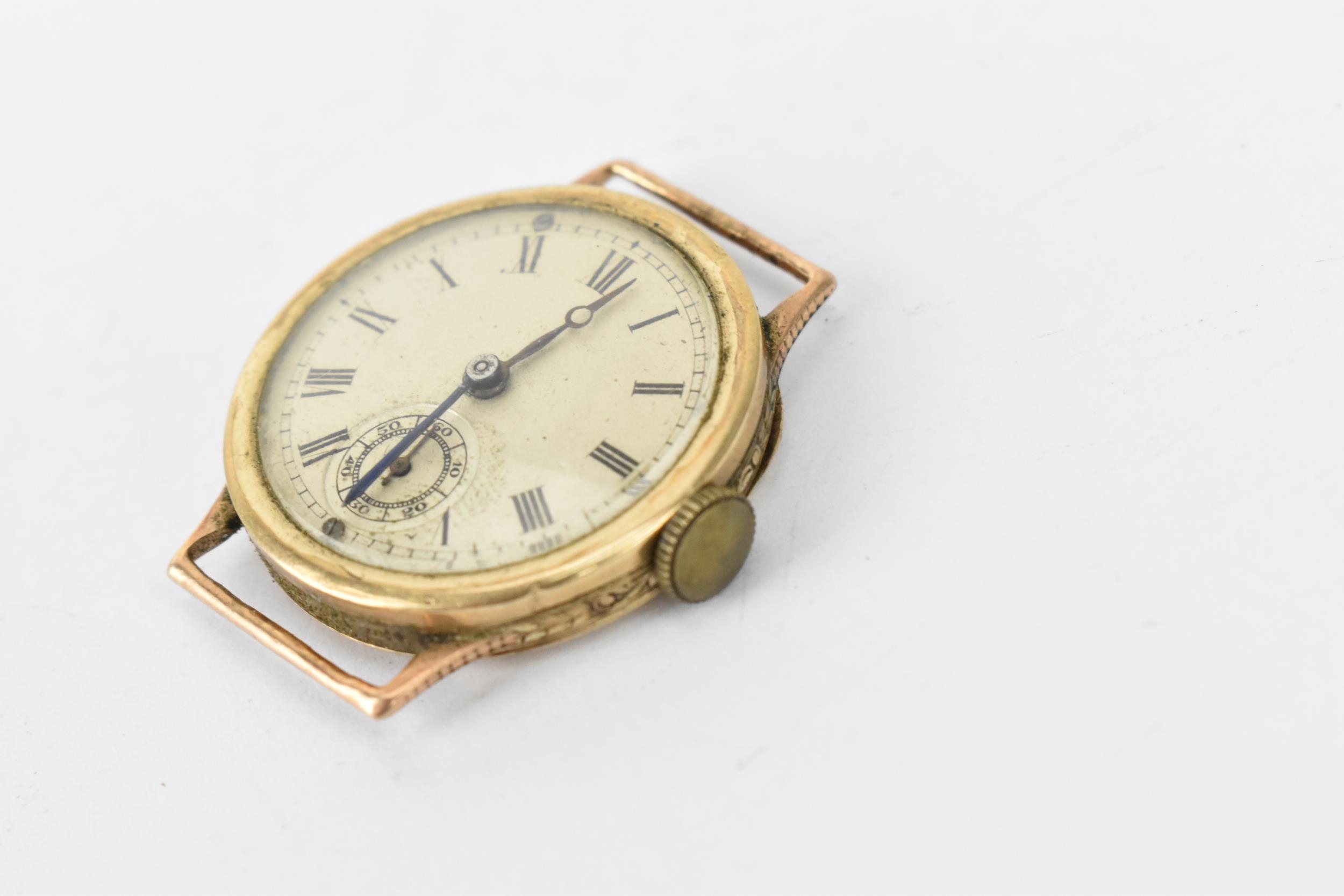 A manual wind, boys size 9ct gold wristwatch having a silvered dial with Roman numerals, blued hands - Image 2 of 4