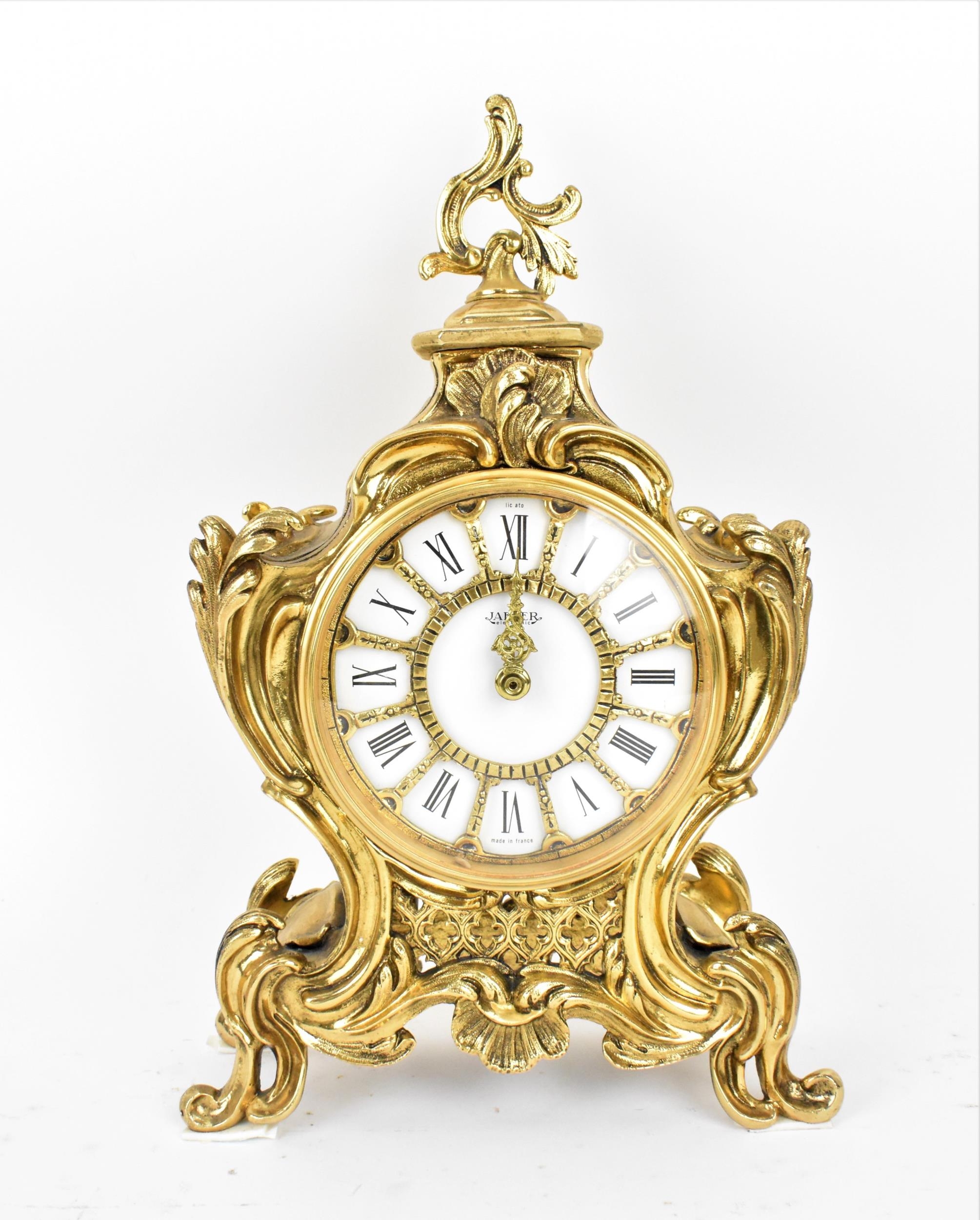 A mid/late 20th century Jaeger Electronic Lic-Ato mantle clock, the gilt metal case in the Louis