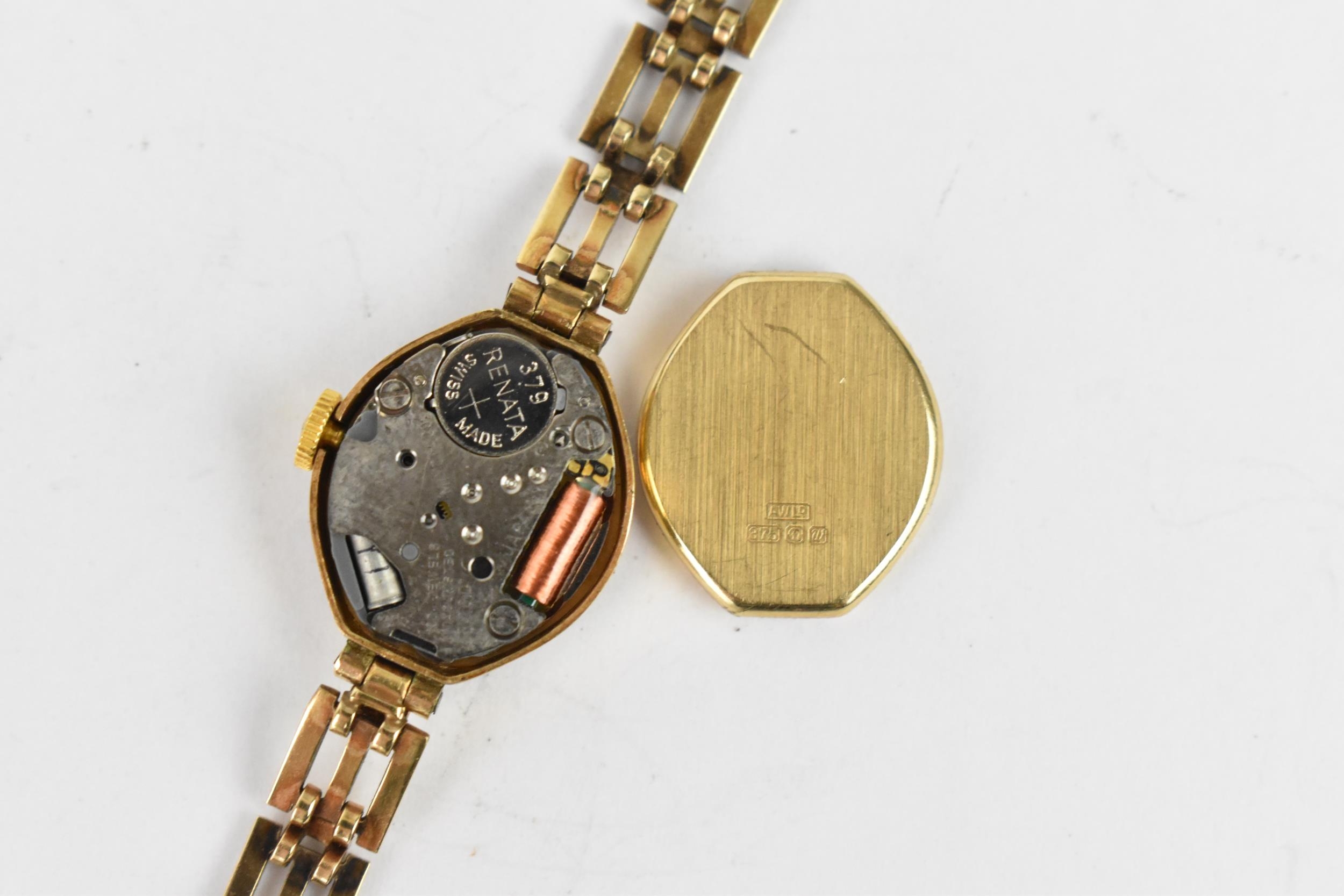 An Accurist Gold quartz, ladies 9ct gold cased wristwatch having a silvered dial signed Accurist - Image 2 of 2