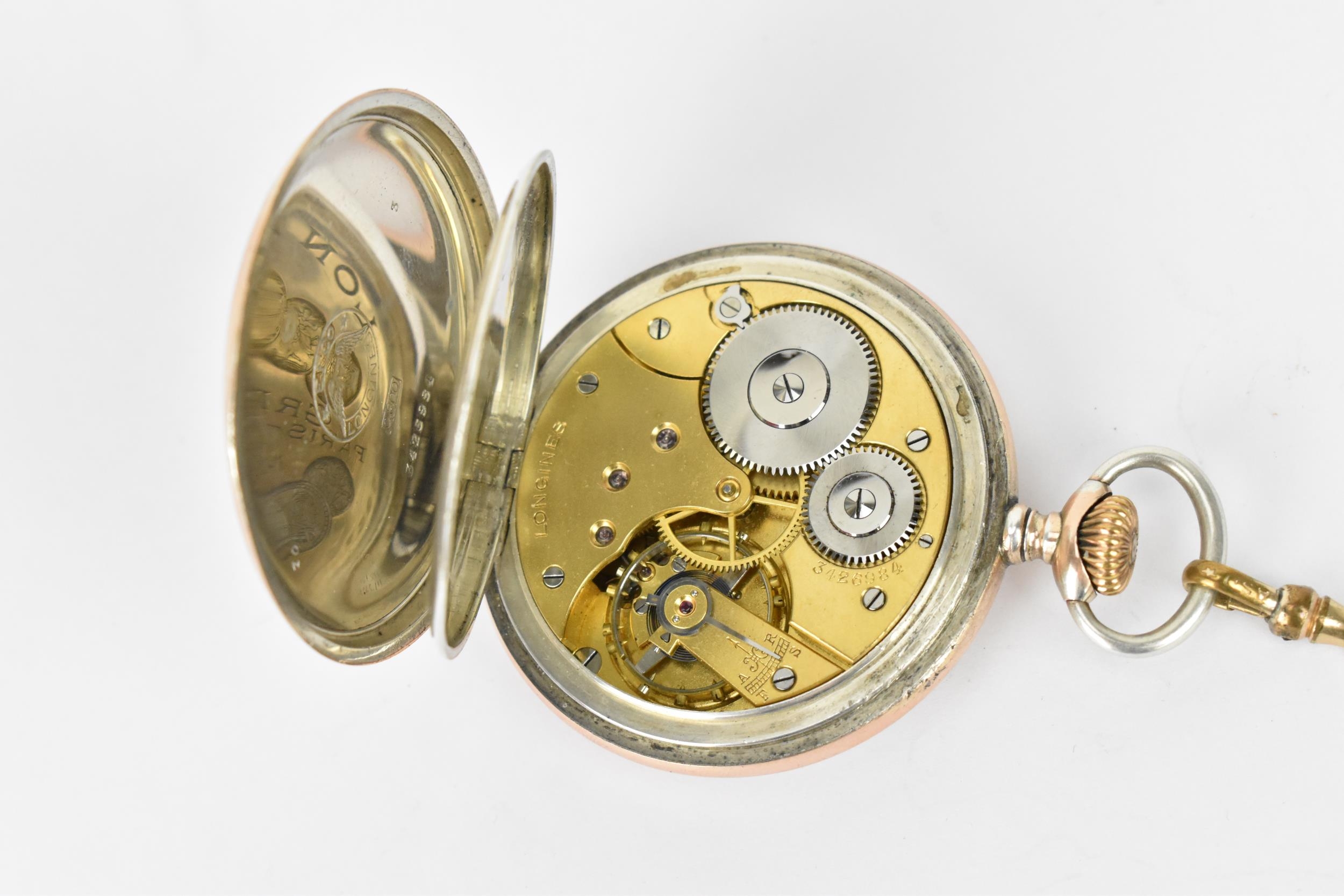 An early 20th century Longines silver cased, open faced pocket watch having a white enamel dial, - Image 4 of 6