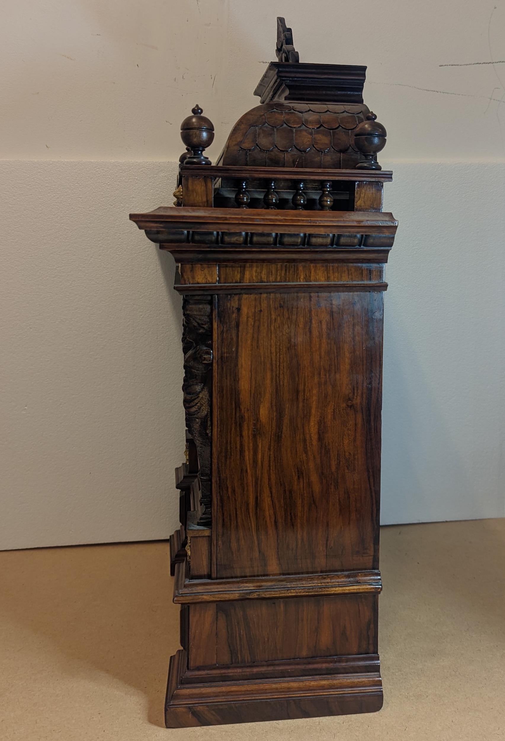 A late 19th century Reinhold Schnekenburger bracket clock with wall hanging bracket, the mixed - Image 19 of 23