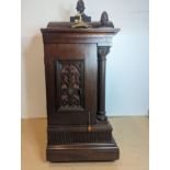 An early 20th century directors style clock by Winterhalder & Hofmeier, the arched top mahogany case