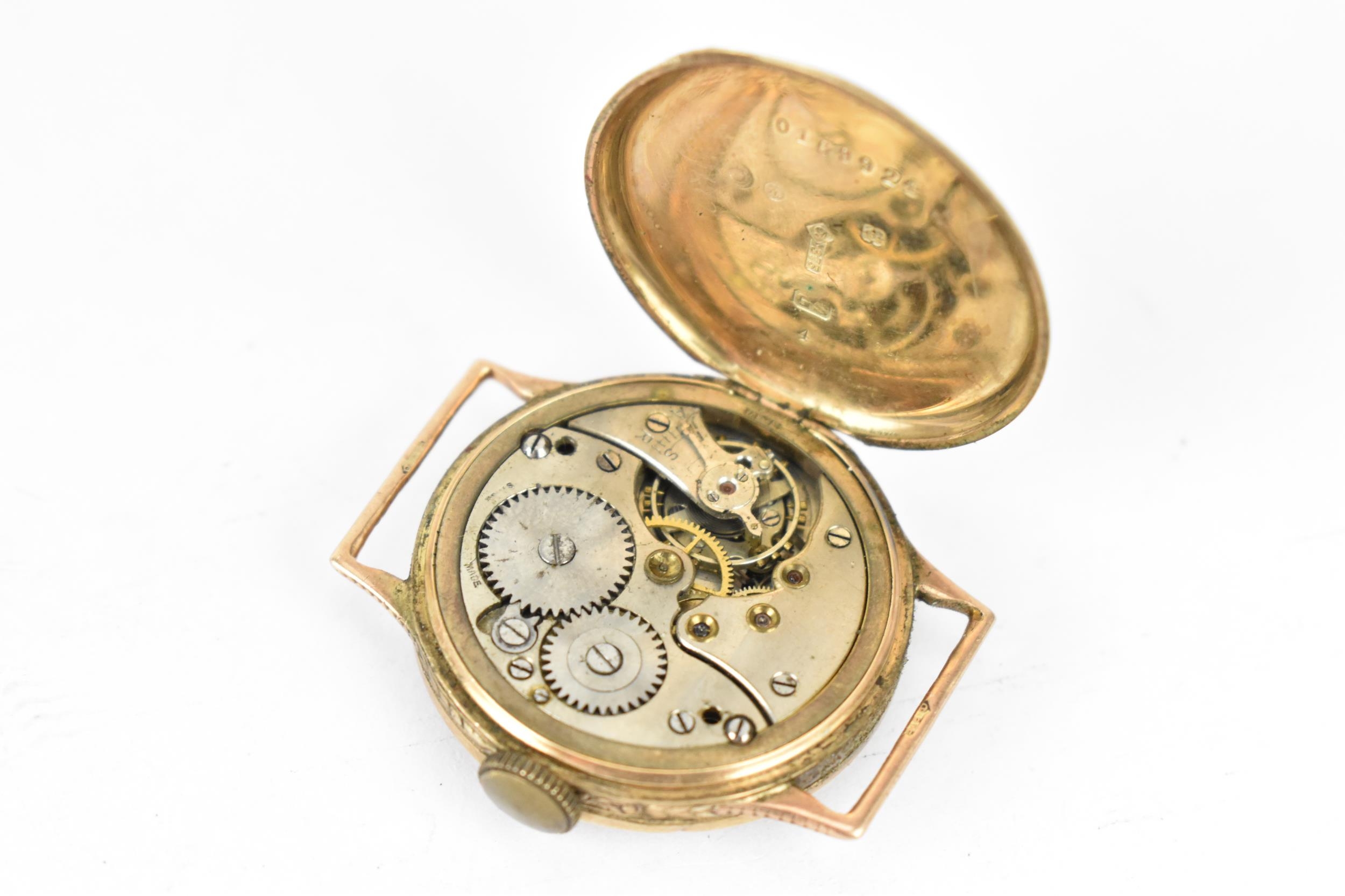 A manual wind, boys size 9ct gold wristwatch having a silvered dial with Roman numerals, blued hands - Image 3 of 4