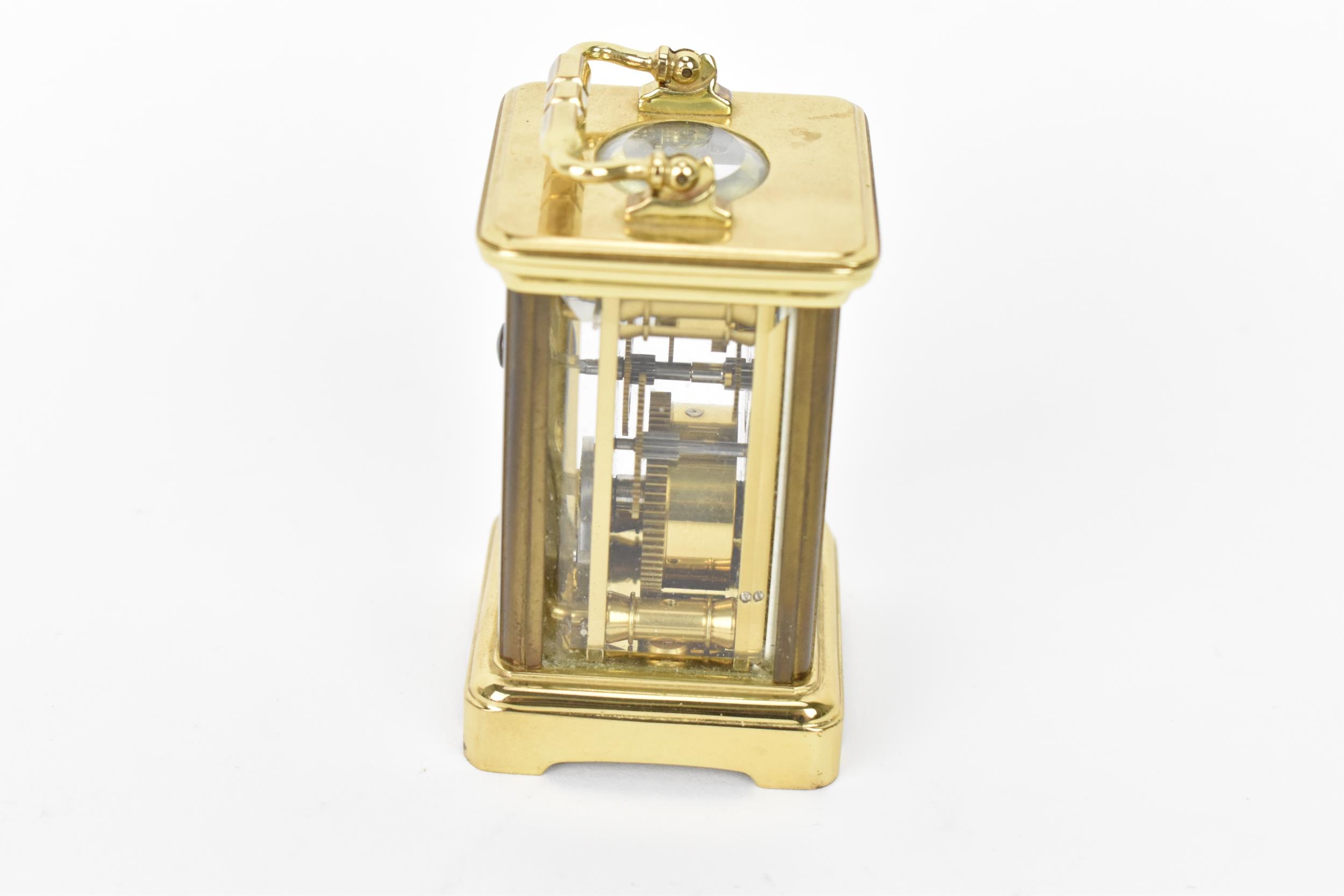 A modern L'Epee brass cased miniature carriage clock, white enamel dial with Roman numerals, the - Image 6 of 9