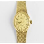 A Rotary manual wind, ladies 9ct gold wristwatch having a gilt dial with baton markers and